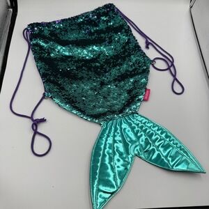 ✨GirlZone Mermaid Sequin Drawstring Backpack‎ Purple Straps Kids Bag